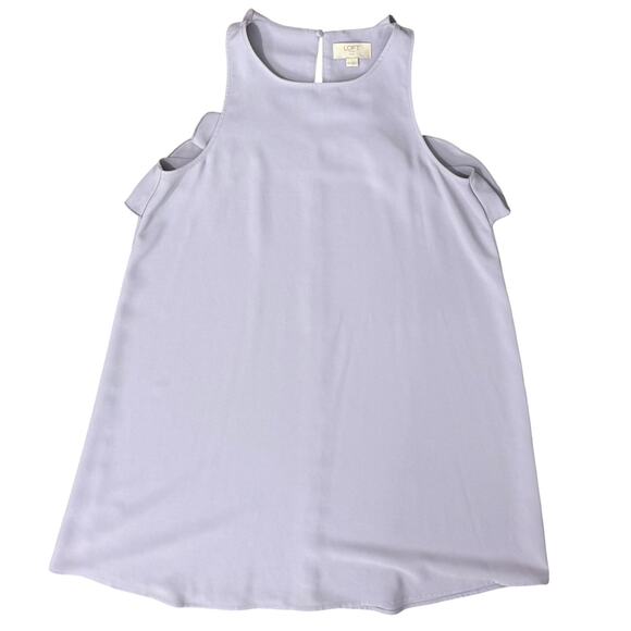 LOFT Lilac Purple Ruffle Racerback Sleeveless Swing Mini Dress size XS Petite - Picture 10 of 10